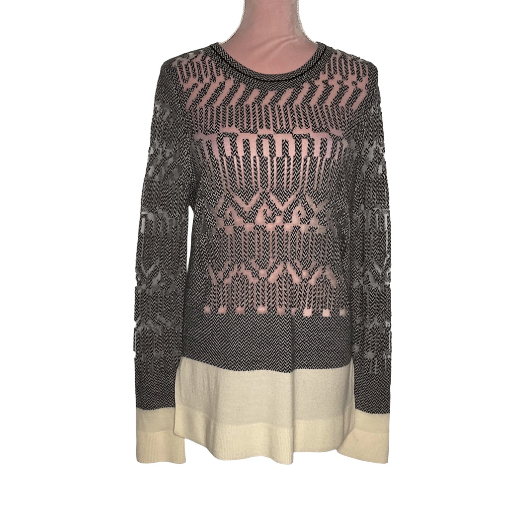 Alexander Wang Black And Cream Patterned Sweater